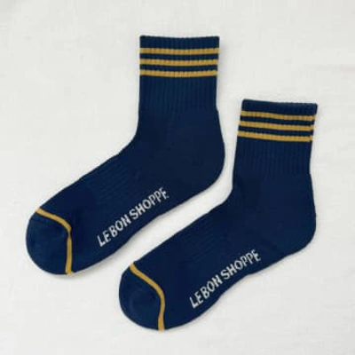 Shop Le Bon Shoppe Navy Girlfriend Socks In Blue
