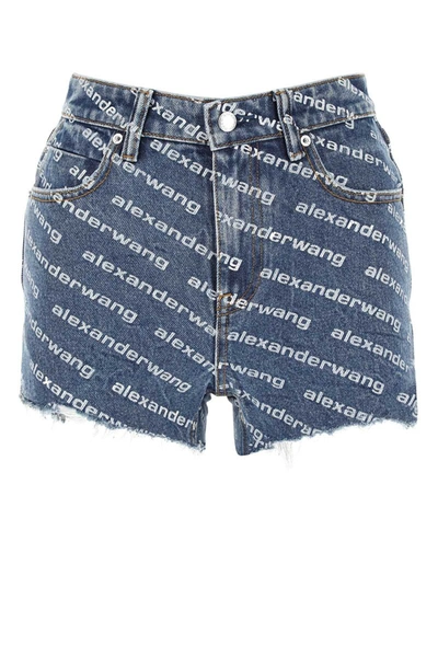Shop Alexander Wang Shorts In Deep Blue White