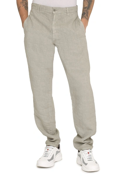 Shop Aspesi Linen Trousers In Brown