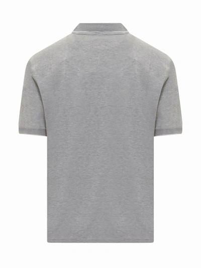 Shop Brunello Cucinelli Grey Cotton Polo Shirt