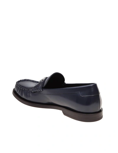 Shop Dolce & Gabbana Brushed Leather Moccasin In Blue