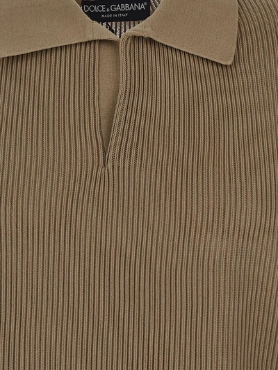 Shop Dolce & Gabbana Short Sleeve Polo Shirt In Beige