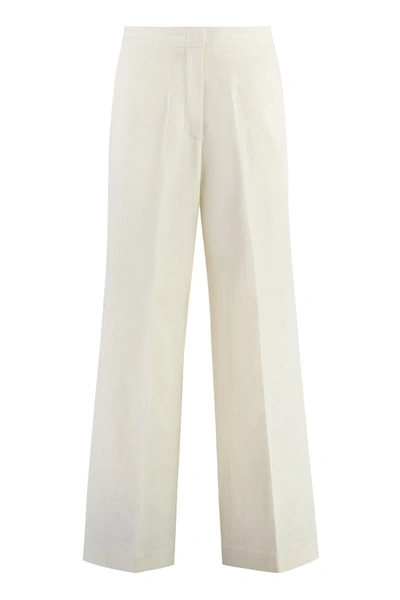 Shop Fabiana Filippi High-waist Wide-leg Trousers In Ivory