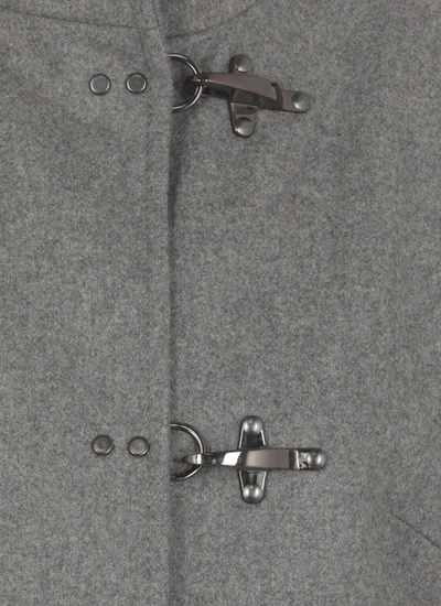 Fay Long Wool Coat With High Collar In Grey