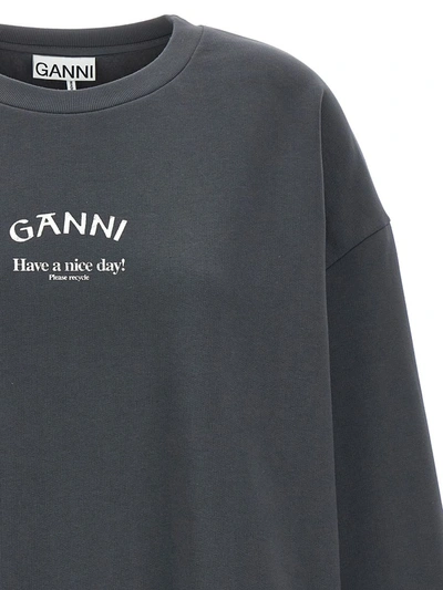 Shop Ganni Sweatshirt With Logo In Charcoal
