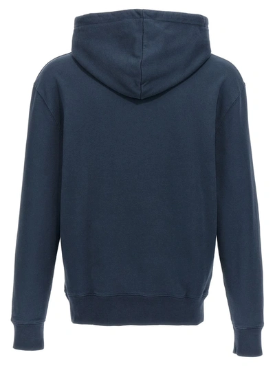 Shop Maison Kitsuné Maison Kitsune Chillax Fox Hooded Sweatshirt In Blue