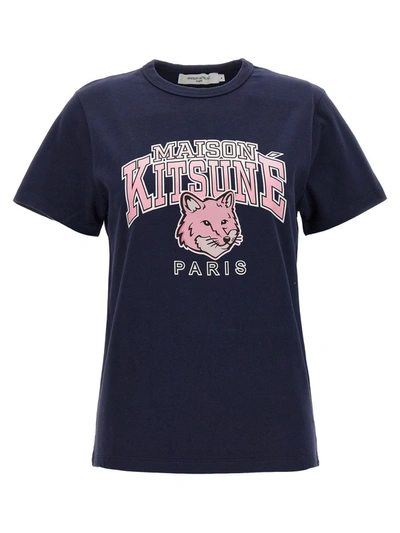Shop Maison Kitsuné Logo Print T-shirt In Blue