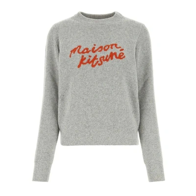 Shop Maison Kitsuné Maison Kitsune Sweater In Light Grey Melange