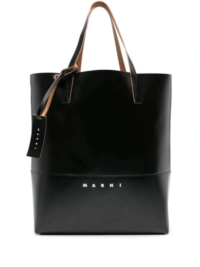Shop Marni Shopping Bag With Logo In Black