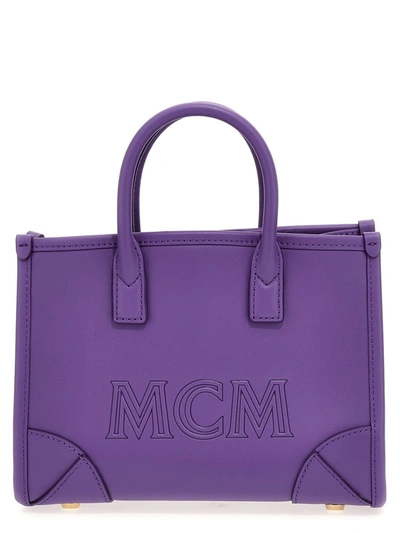 Shop Mcm 'munchen' Mini Shopping Bag In Purple
