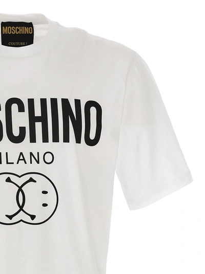 Shop Moschino 'double Smile' T-shirt In White/black
