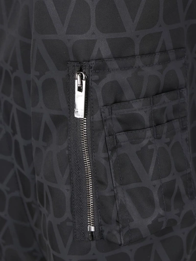 Shop Valentino Nylon Bomber Jacket In Black