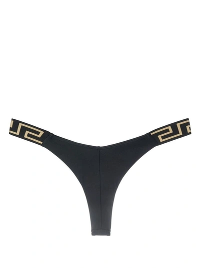 Shop Versace ‘greca' Bikini Bottoms In Black
