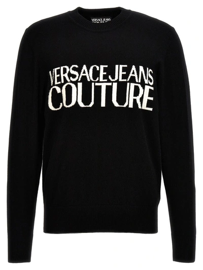 Shop Versace Jeans Couture Lana Cachemire Logo Front In White/black
