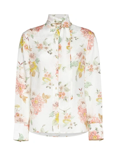 Shop Zimmermann Floral Bow Shirt In Multicolor