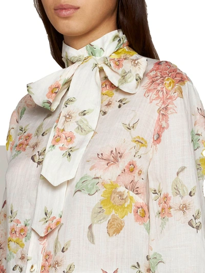 Shop Zimmermann Floral Bow Shirt In Multicolor