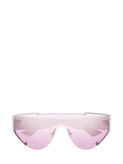 Shop Alexander Mcqueen Eyewear Shield Frame Sunglasses In White
