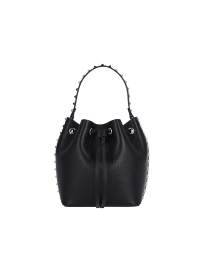 Shop Valentino Garavani Drawstring Bucket Bag In Black