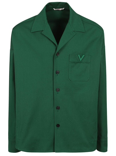 Shop Valentino Caban V Detailed Shirt Jacket In Green