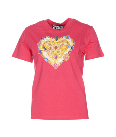 Shop Versace Jeans Couture Heart Couture Crewneck T In Pink
