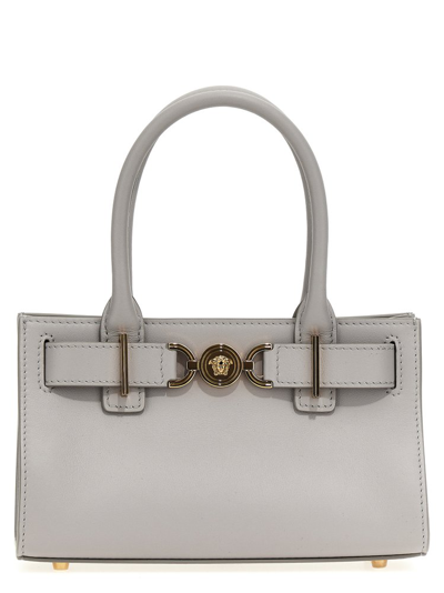 Shop Versace Medusa '95 Small Top Handle Bag In Grey