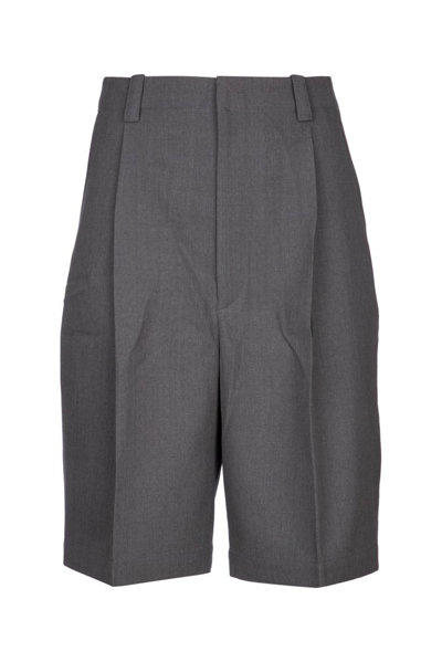 Shop Jacquemus Pleated Bermuda Shorts In Grey