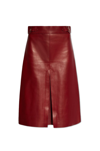 Shop Gucci Middle Slit Skirt In Red