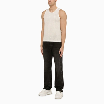 Shop Amiri Beige Cotton And Linen Tank Top