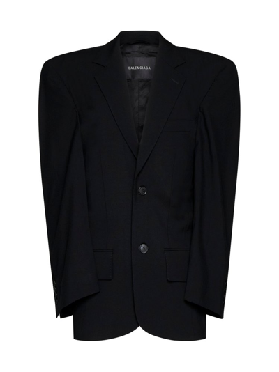 Shop Balenciaga Emphasised Shoulder Button In Black