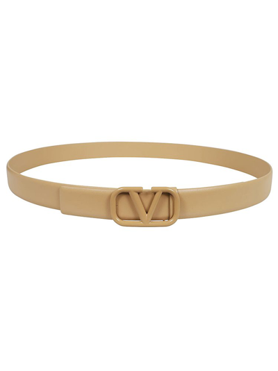 Shop Valentino Vlogo Plaque Belt In Beige