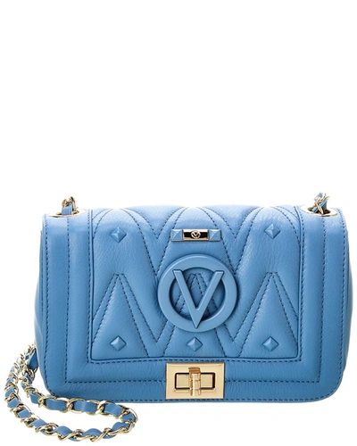 Shop Valentino By Mario Valentino Beatriz Diamond Leather Shoulder Bag In Blue