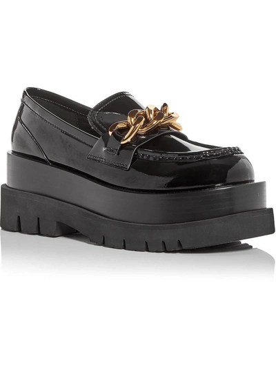 Shop Jeffrey Campbell Recess Pl Womens Faux Leather Chunky Loafers In Black