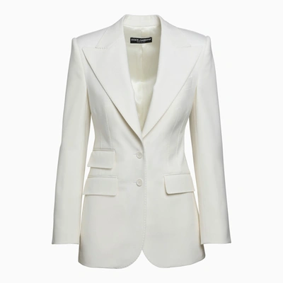Shop Dolce & Gabbana Dolce&gabbana White Single Breasted Jacket In Wool
