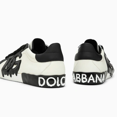 Shop Dolce & Gabbana Dolce&gabbana Portofino Vintage White/black Leather Trainer