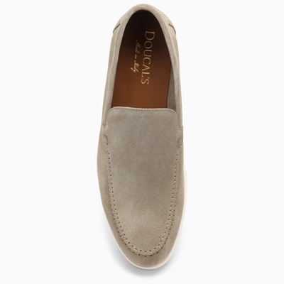 Shop Doucal's Light Grey Suede Moccasin