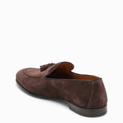 Shop Doucal's Brown Suede Moccasin With Tassels