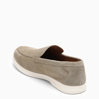 Shop Doucal's Light Grey Suede Moccasin