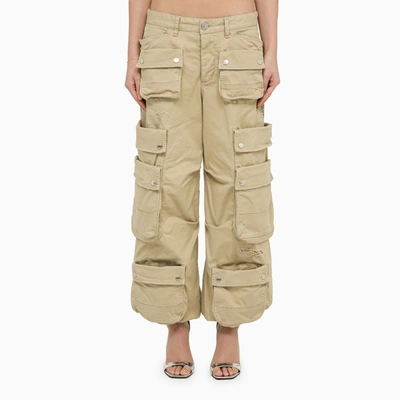 Shop Dsquared2 Beige Multi Pocket Cargo Trousers