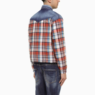 Shop Dsquared2 Multicoloured Checked Shirt With Denim Details