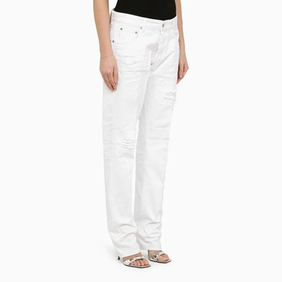 Shop Dsquared2 White Trousers With Cotton Wear