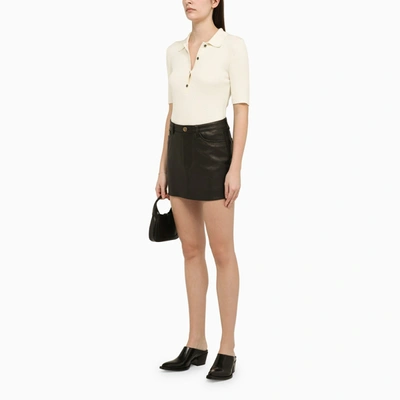 Shop Etro Black Leather Mini Skirt