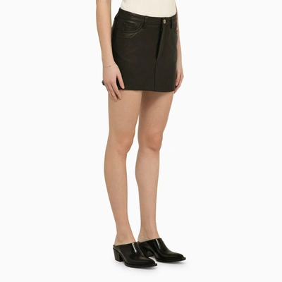 Shop Etro Black Leather Mini Skirt
