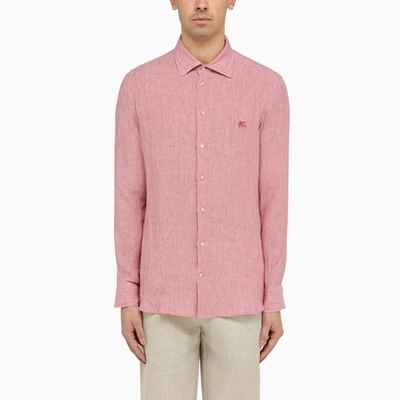 Shop Etro Red Linen Shirt