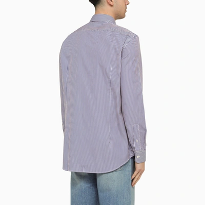 Shop Etro White/blue Striped Cotton Shirt