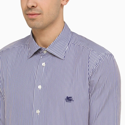 Shop Etro White/blue Striped Cotton Shirt