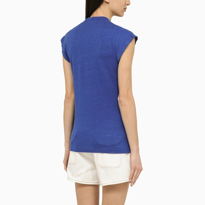 Shop Isabel Marant Étoile Electric Blue Linen T Shirt