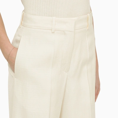 Shop Jil Sander Silk Blend Chalk White Trousers