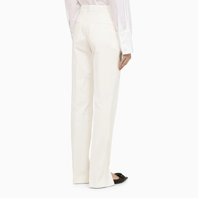 Shop Jil Sander White Cotton Trousers With Slits