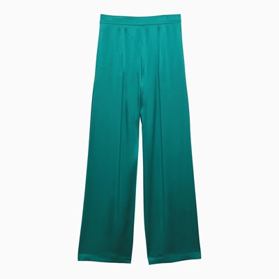 Shop Max Mara Pianoforte Green Silk Wide Trousers