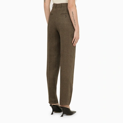 Shop Quelledue Brown Linen Trousers With Pleats